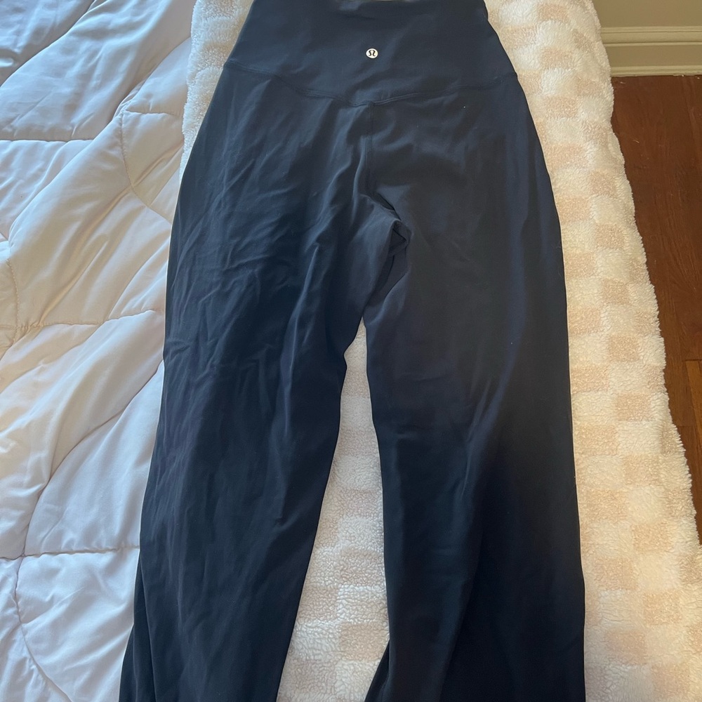 High-waisted black Lululemon align wide leg pant